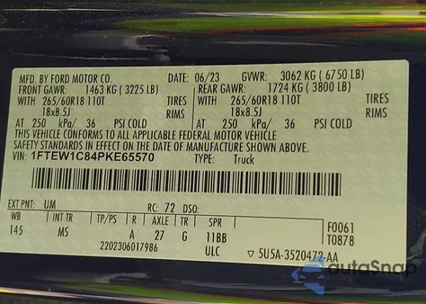 2023 Ford F-150 Xlt from USA, damaged, VIN 1FTEW1C84PKE65570